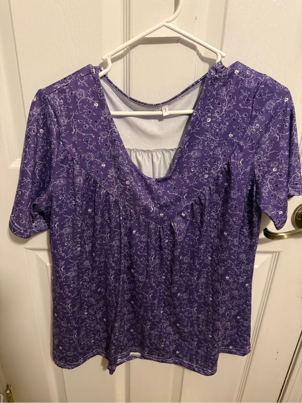 Purple Floral Scoop Neck Women’s Top